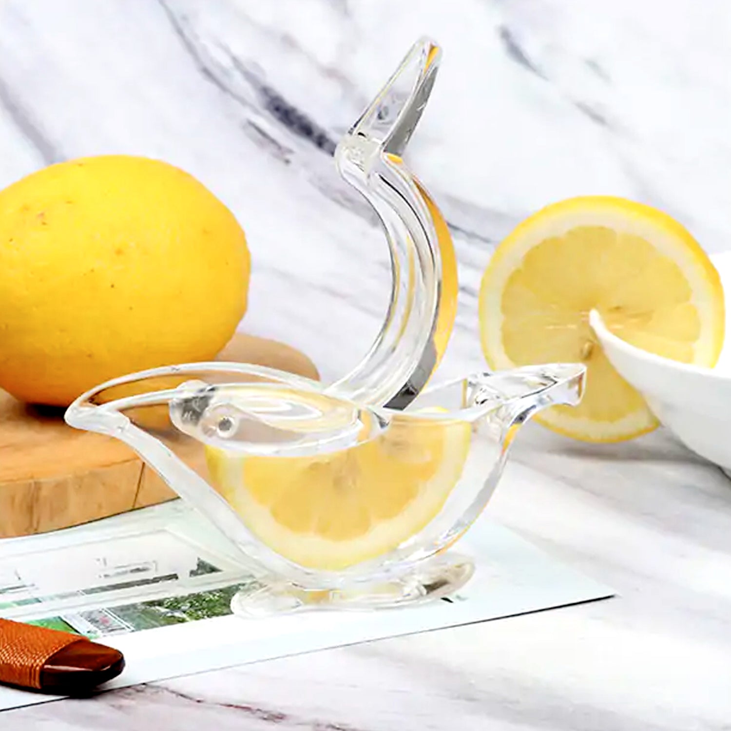 5344 Manual Lemon Slice Squeezer, Portable Transparent Fruit Juicer, Orange Citrus Manual Bird Shape Hand Juicer for Orange Lemon Lime,for Kitchen (Brown Box) DeoDap 5344 Manual Lemon Slice Squeezer, Portable Transparent Fruit Juicer, Orange Citrus Manual Bird Shape Hand Juicer for Orange Lemon Lime,for Kitchen (Brown Box) DeoDap